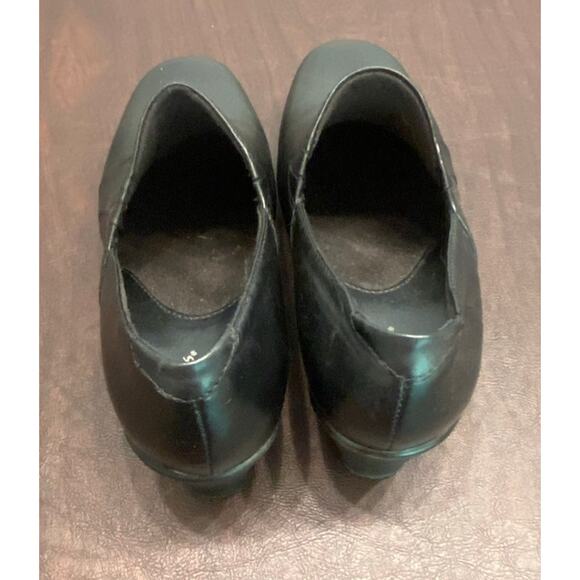 Clarks Bendables Black Leather 2 Inch Heel‎ Mule Clog Size 7.5M Classic Comfort - Picture 6 of 8